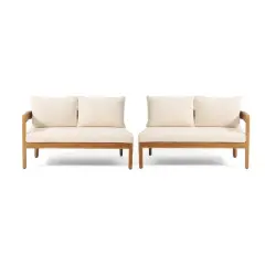 Christopher Knight Home Corwin 4-Seater Rustic Outdoor Acacia Sectional Sofa with Cushions