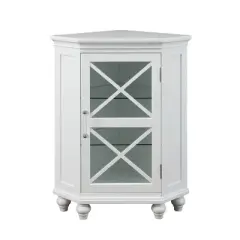 Ridge Corner Floor Cabinet with Glass Door White - Teamson Home