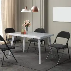 VINGLI 4 Pack Folding Chairs, Metal Frame, Padded Fabric Seat & Back, 350 lbs Capacity, Black