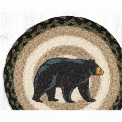 Earth Rugs Mama Bear Printed Round Trivet &ndash; 10"x10" Braided Jute Rustic Table Mat with Wildlife Motherhood Design
