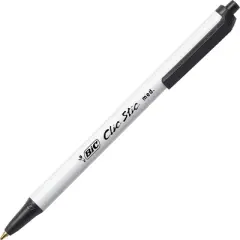BIC Clic Stic Break-Resistant Retractable Ball Point Pen, 1 mm Medium Tip, Black Ink/White Barrel, Pack of 24