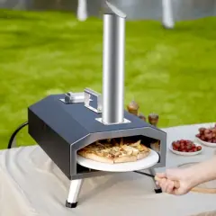 VEVOR Multi-fuel Outdoor Pizza Oven, 12 inch Wood Fired & Gas Pizza Maker with Rotating Pizza Stone, Propane Pellet Dual Fuel Pizza Grill