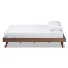 Jacob Mid - Century Modern Walnut Finished Solid Wood Bed Frame - Baxton Studio
