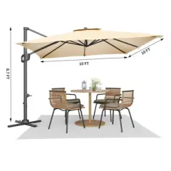 10ftx10ft Cantilever Patio Umbrella with Base,umbrella outdoor patio, 360 Rotation