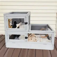 Aivituvin Wooden Hamster Cage for Dwarf Syrian Hamster-AIR57