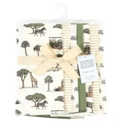 Hudson Baby Cotton Flannel Burp Cloths, Going On Safari 7-Pack, One Size