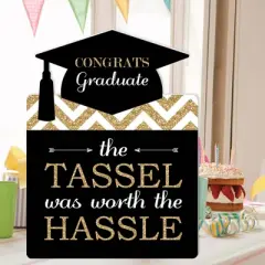 Big Dot of Happiness Gold - Tassel Worth the Hassle - Graduation Congratulations Giant Greeting Card - Big Shaped Jumborific Card