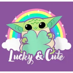 Girl's Star Wars: The Mandalorian Grogu St. Patrick's Day Rainbow Lucky and Cute T-Shirt