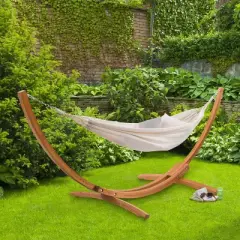Wood Frame Free Standing Sling Hammock - Beige - CorLiving