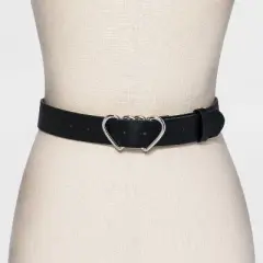Women's Fable Double Heart Metal Buckle Belt - Wild Fable&trade; Black