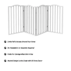 Pet Adobe Freestanding 4-Panel Folding Wooden Pet Gate - White