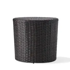 Keaton Wicker Barrel Side Table - Brown- Christopher Knight Home