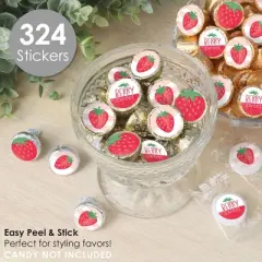 Big Dot of Happiness Berry Sweet Strawberry - Fruit Themed Birthday Party or Baby Shower Small Round Candy Stickers - Party Favor Labels - 324 Count