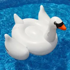 Swimline 75" Water Sports Inflatable Giant Swan 1-Person Swimming Pool Ride-On Float Toy - White/Black