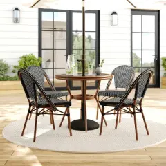 Martha Stewart Lily Pond Indoor-Outdoor Bistro Dining Table with 4 Stackable Bistro Chairs