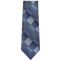 TheDapperTie Men's Blue And White Geometric Necktie with Hanky