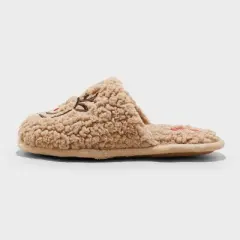 Women's Holiday Reindeer Happy Face Scuff Slippers - Wondershop&trade; Brown