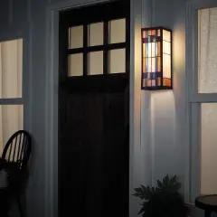 16.25" 1-Light Mission Style Stained Glass Outdoor Wall Sconce - River of Goods