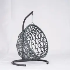 Whisen Rattan Wicker Appearance Cat Egg Chair Hanging Swinging Cat Bed with Cushion for Cats, Small Dogs, and Small Animals