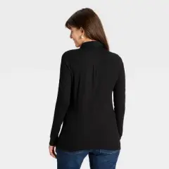 Long Sleeve Collared Neck Ribbed Maternity Button-Down Shirt - Isabel Maternity by Ingrid & Isabel&trade;