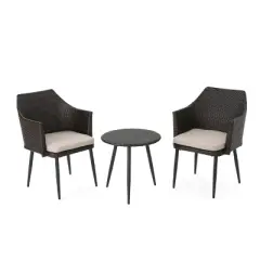 Iona 3pc Wicker Chat Set - Multibrown/Beige - Christopher Knight Home