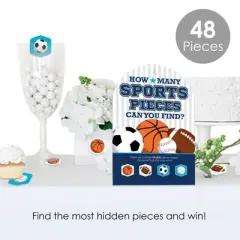 Big Dot of Happiness Go, Fight, Win - Sports - Baby Shower or Birthday Party Scavenger Hunt - 1 Stand and 48 Game Pieces - Hide and Find Game