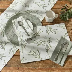 Split P Olive Leaves Table Runner 14" X 54"