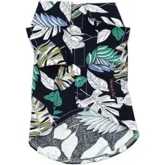 Parisian Pet 'Palm Leaves' Dog & Cat T-Shirt &ndash; Trendy Tropical Summer Pet Clothing, Comfortable & Lightweight - Blue & White