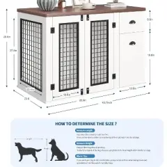 Large Dog Crate Furniture, Dog Kennel Cage for for Small to Medium Pets 44 Inch Wooden Crates Furniture Indoor Kennels with Drawers and Side Cabinets