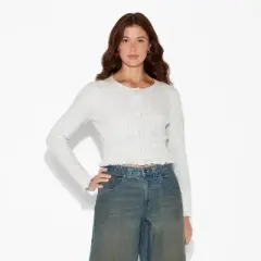 Women's Crewneck Ribbed Cardigan - Wild Fable&trade;