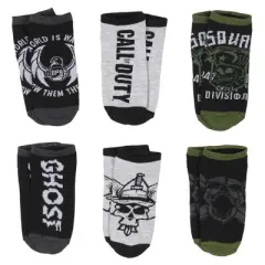 Call Of Duty Men's Modern Warfare Black Ops No-Show Ankle Socks 6 Pair Pack Multicoloured