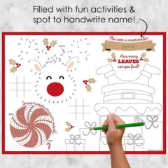 Big Dot of Happiness Jolly Santa Claus - Paper Christmas Party Coloring Sheets - Activity Placemats - Set of 16