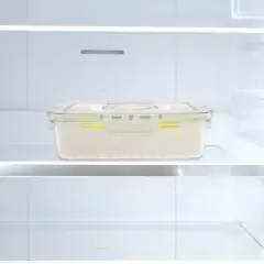 Unique Bargains Rectangle Fridge Food Storage Containers 3 Compartment White Transparent 1 Set