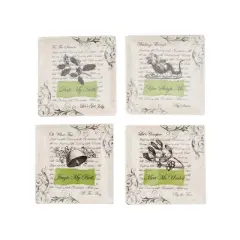 Gallerie II Christmas Holiday Sleigh Appetizer Plates with Festive Script XMAS Winter Holidays Set of 2