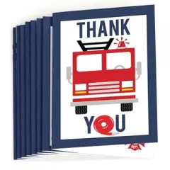 Big Dot of Happiness Fired Up Fire Truck - Firefighter Firetruck Baby Shower or Birthday Party Thank You Cards (8 count)