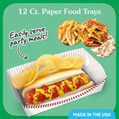 Big Dot of Happiness Baseball Party Paper Food Trays, Disposable Double-Sided Paper Food Holders for Nachos, Hot Dogs, French Fries - 12 Ct