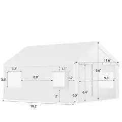 EROMMY 12 Ft X 20 Ft Car Canopy Portable Garage, White