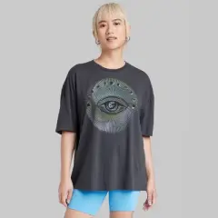 Women's Oversized Eye Graphic T-Shirt - Wild Fable&trade; Black