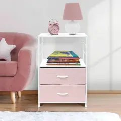 Sorbus Drawer Nightstand Shelf for Bedroom Home and Office and More Pink