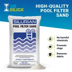 US Silica SILURIAN 20 Grade Angular Pool Filter Sand, Washed and Screened Angular Particles, Ideal for Pool Filtration and Optimal Water Clarity
