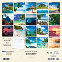 Plato 2023-2024 Wall Calendar 12"x12" Tropical Islands