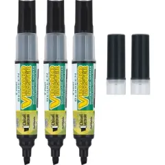 Pilot 3pk VBoard Master Dry Erase Markers Chisel Tip Black Ink with Bonus Refills