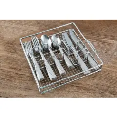 41pc Stainless Steel Mena Frost Silverware Set with Holder - Cambridge Silversmiths: Flatware Set for 8, Dishwasher-Safe