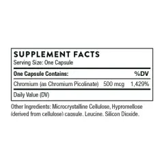 THORNE Chromium Picolinate - Essential Mineral Supplement for Healthy Metabolism Support* - Supports Carbohydrate Cravings* - 60 Capsules
