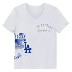 MLB Los Angeles Dodgers Girls' White V-Neck T-Shirt
