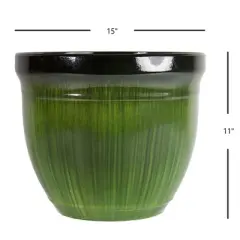 Gardener's Select Madison Planter, Green Drip, 15in