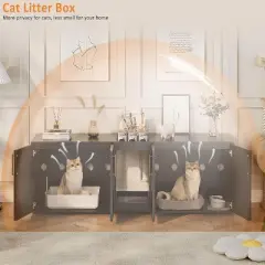 Cat Litter Box Enclosure, Wooden Cat Washroom Furniture with Barn Door Hidden Litter Box Furniture Pet House