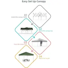 10'x10' Pop Up Canopy Tent, Outdoor Canopy Tent, Commercial Instant Gazebos, Portable Shelter Canopies, for Patio Outdoor Wedding Parties and Events