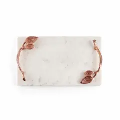 Inox Artisans Marcella Marble Tray with Leaf Handles