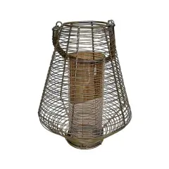 Essential Decor & Beyond Metal Candle Holder Amber Glass